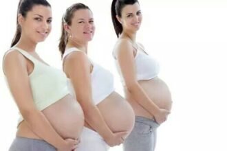 Pregnancy belly with triplets