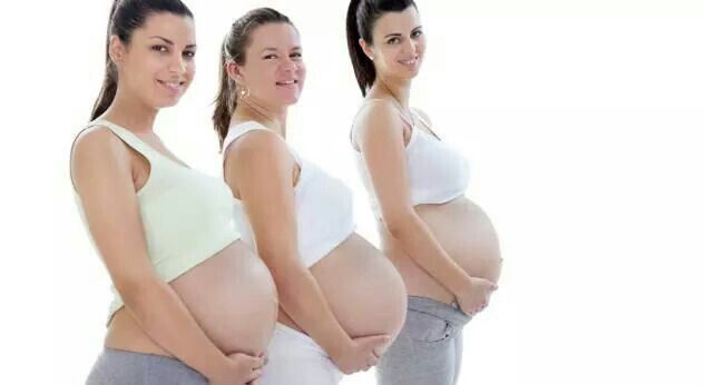 Pregnancy belly with triplets